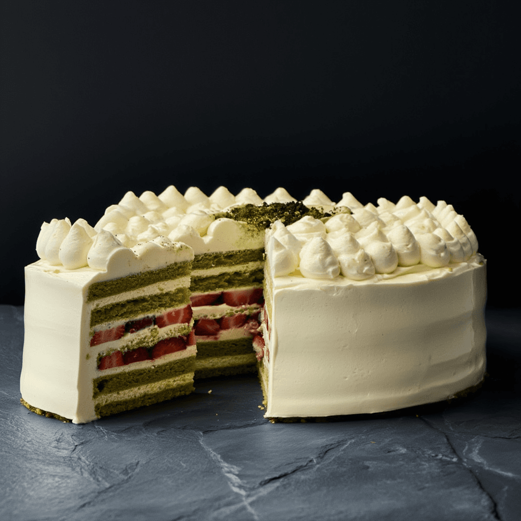 Matcha and Strawberry Cake