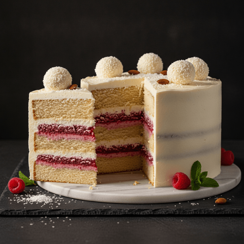 Coconut Cake with Raspberry Filling