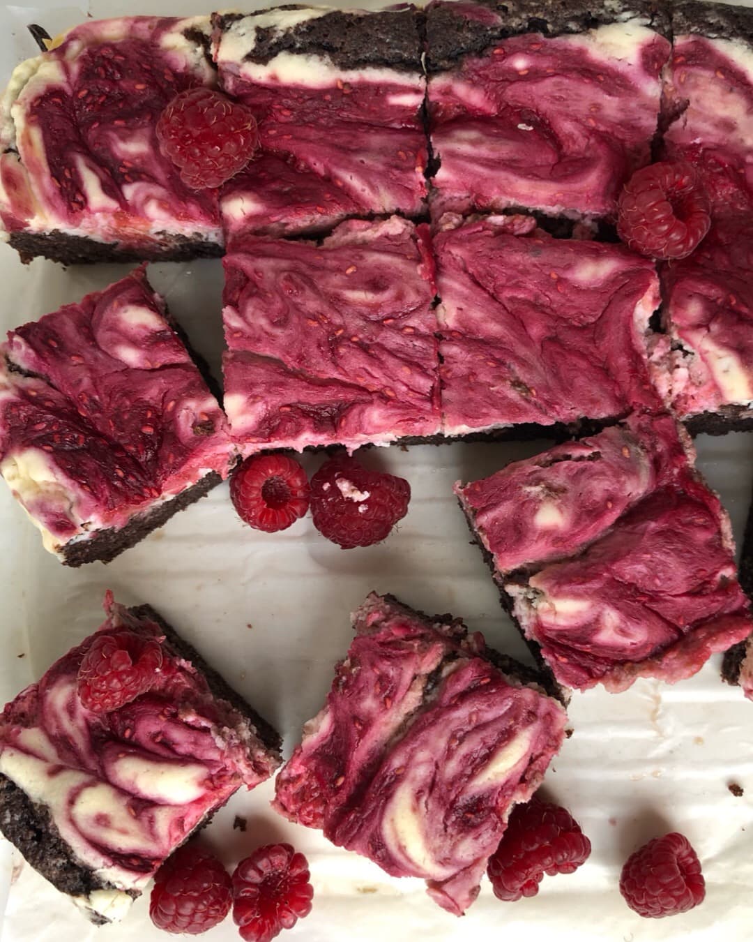 Brownies with Cheesecake and Raspberries