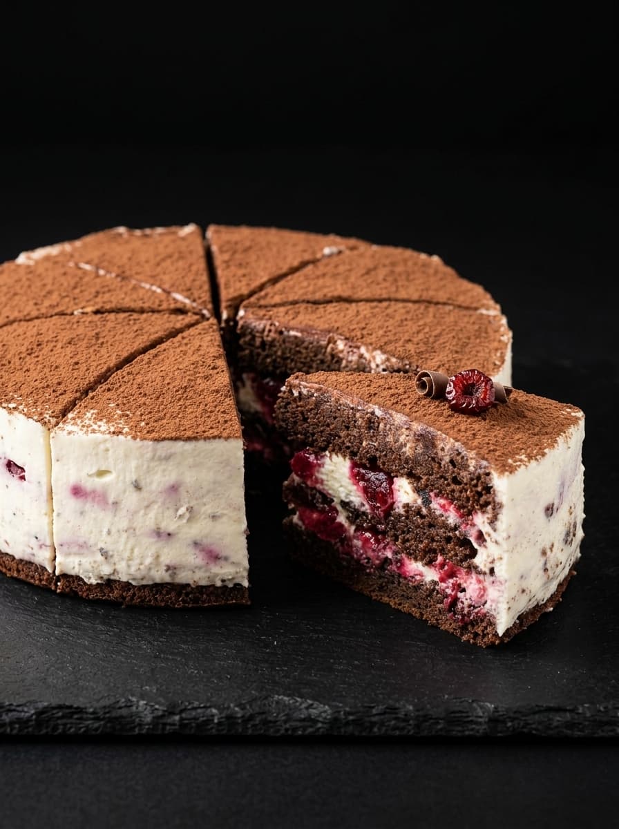 Chocolate and cherry cake with pumpkin